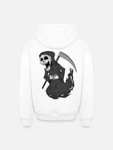 Grim Reaper laughs funny - Oversized Heavyweight Unisex Zip Hoodie - white