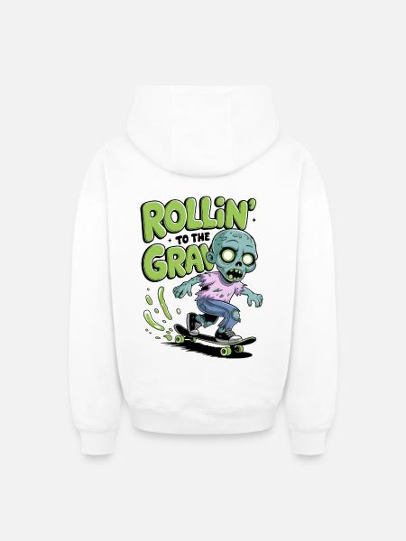 Rollin zum Grab - Oversized Heavyweight Unisex Zip Hoodie - Weiß