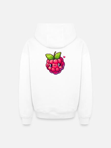 Raspberry - Heart - Oversized Heavyweight Unisex Zip Hoodie - white