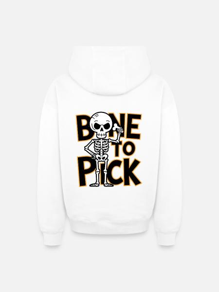 Bone To Pick - Oversized Heavyweight Unisex Zip Hoodie - white