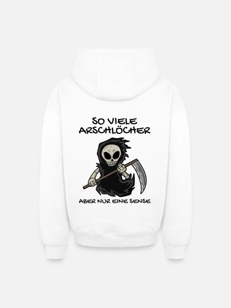 Sensenmann - Oversized Heavyweight Unisex Zip Hoodie - Weiß