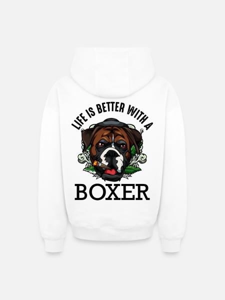 boxeur - Sweat à capuche unisexe zippé oversize épais SPREAD - blanc