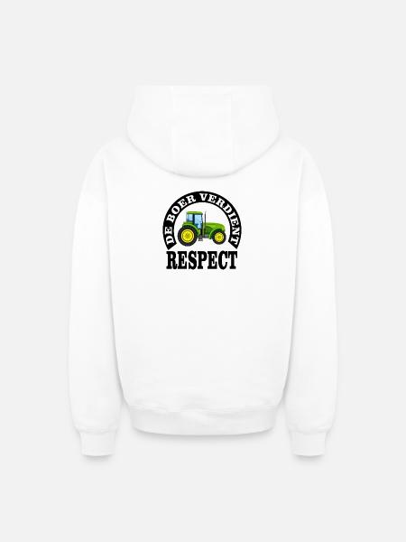 Farmers deserve respect - Oversized Heavyweight Unisex Zip Hoodie - white