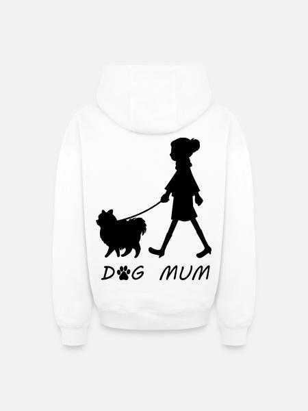 Dog Mum - Oversized Heavyweight Unisex Zip Hoodie - white