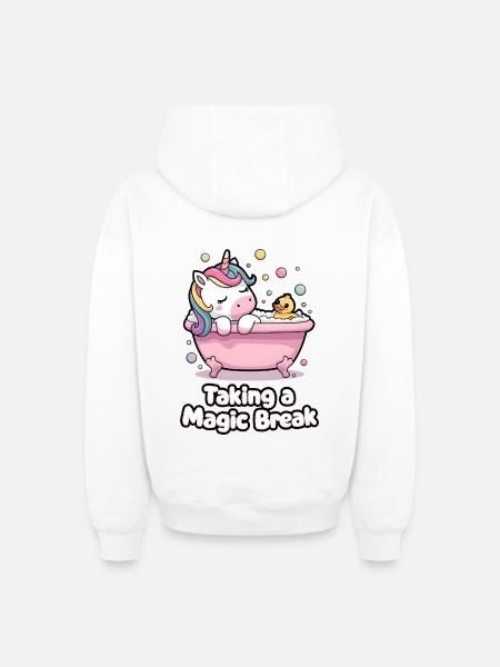 Taking A Magic Break - Oversized Heavyweight Unisex Zip Hoodie - white