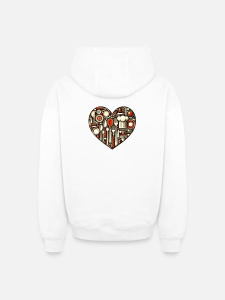 Küchenliebe Herz - Oversized Heavyweight Unisex Zip Hoodie - Weiß