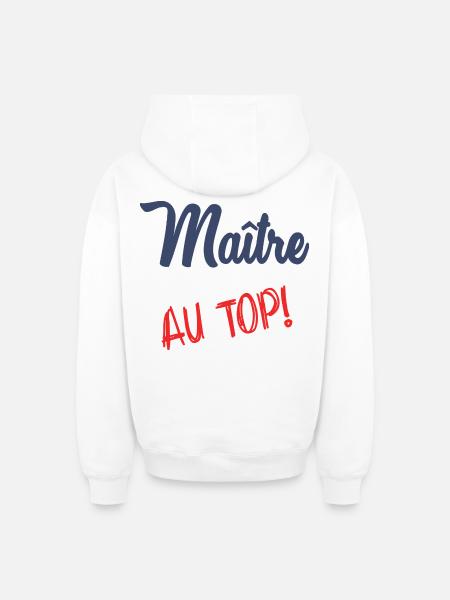 MASTER AT THE TOP - Oversized Heavyweight Unisex Zip Hoodie - white
