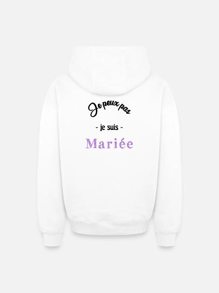MARIEE. EVJF - Sweat à capuche unisexe zippé oversize épais SPREAD - blanc