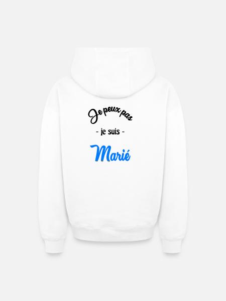 JE PEUX PAS. MARIE - Sweat à capuche unisexe zippé oversize épais SPREAD - blanc