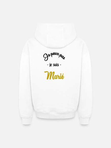JUST MARRIED. EVJF - Sweat à capuche unisexe zippé oversize épais SPREAD - blanc