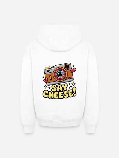 Say Cheese! - Oversized Heavyweight Unisex Zip Hoodie - white