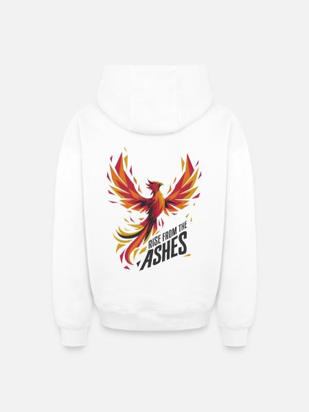 Rise From The Ashes - Oversized Heavyweight Unisex Zip Hoodie - white