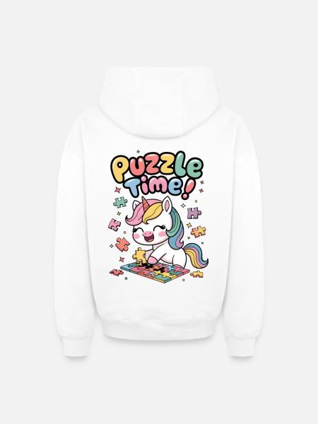 Puzzle Time! - Oversized Heavyweight Unisex Zip Hoodie - white