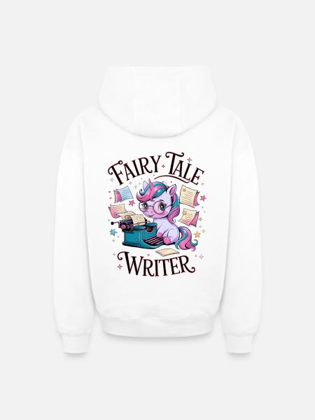 Fairy Tale Writer - Oversized Heavyweight Unisex Zip Hoodie - white