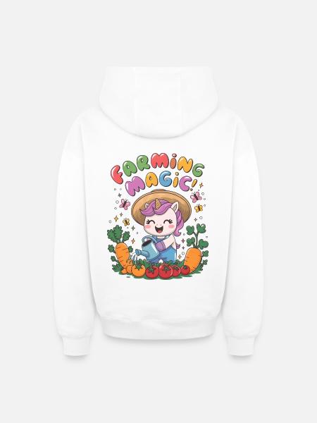 Farming Magic! - Oversized Heavyweight Unisex Zip Hoodie - white