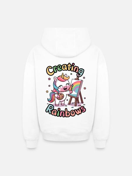 Creating Rainbows - Oversized Heavyweight Unisex Zip Hoodie - white
