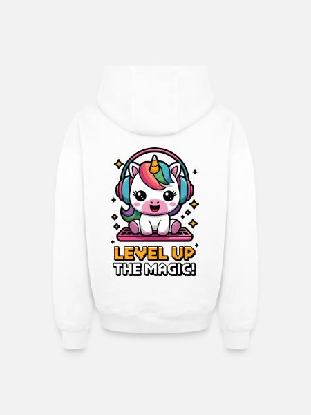 Level Up The Magic! - Oversized Heavyweight Unisex Zip Hoodie - white