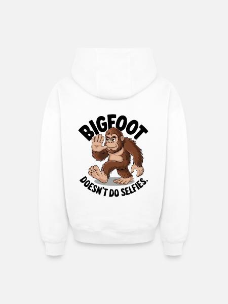 Bigfoot Doesn't Do Selfies - Oversized Heavyweight Unisex Zip Hoodie - white