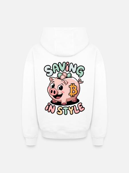 Saving In Style - Oversized Heavyweight Unisex Zip Hoodie - white