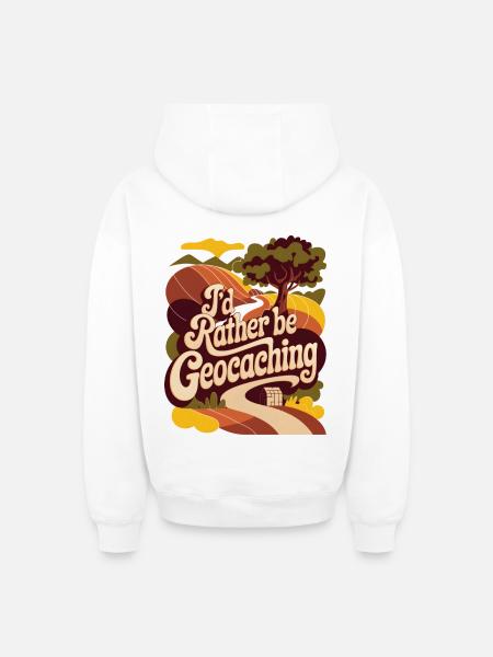 I'd Rather Be Geocaching - Oversized Heavyweight Unisex Zip Hoodie - white