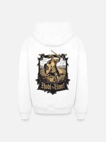 Hodl The Line! - Oversized Heavyweight Unisex Zip Hoodie - white