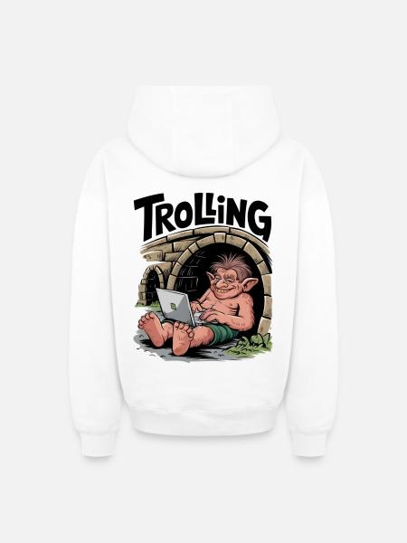 Trolling - Oversized Heavyweight Unisex Zip Hoodie - white