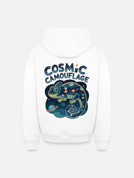 Cosmic Camouflage - Oversized Heavyweight Unisex Zip Hoodie - white