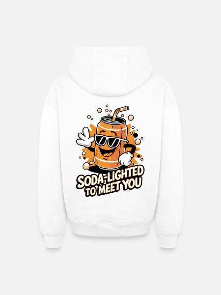 Soda-Lighted To Meet You - Oversized Heavyweight Unisex Zip Hoodie - white