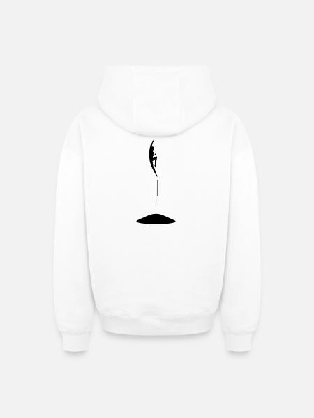 Jumping person on trampoline - Oversized Heavyweight Unisex Zip Hoodie - white