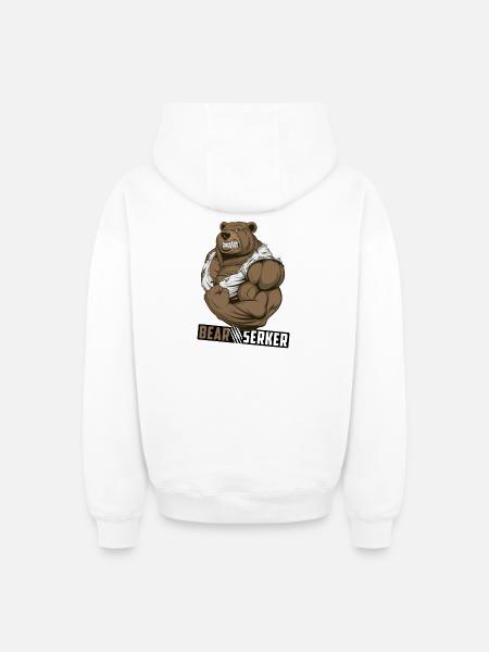 Bearserker - Oversized Heavyweight Unisex Zip Hoodie - white