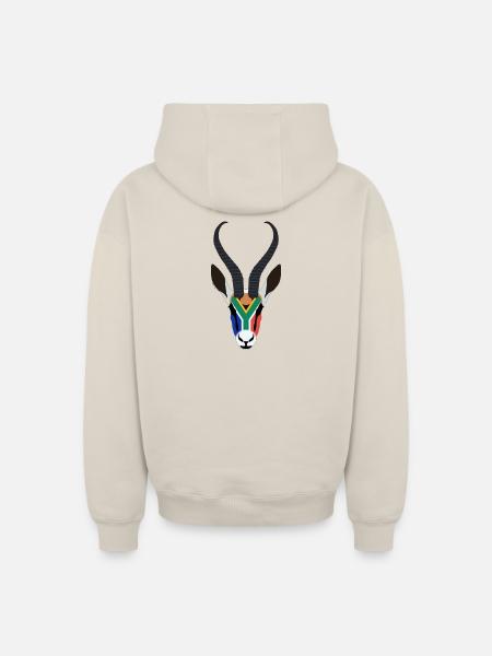 SPRINGBOK HEAD IN SOUTH AFRICAN COLOURS - Oversized Heavyweight Unisex Zip Hoodie - beige