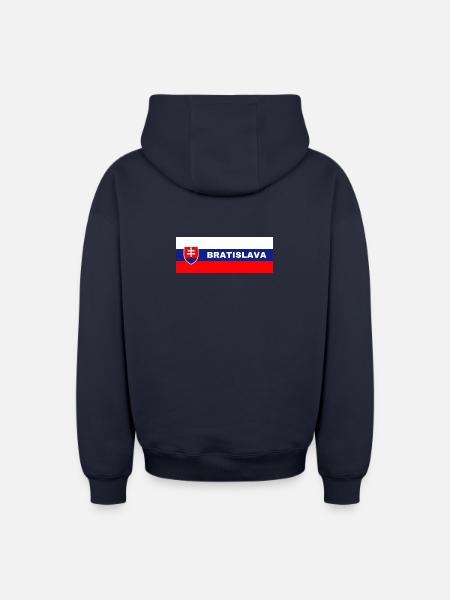 Bratislava City in Slovakian Flag - Oversized Heavyweight Unisex Zip Hoodie - navy