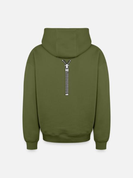 Zipper - Oversized Heavyweight Unisex Zip Hoodie - Khaki