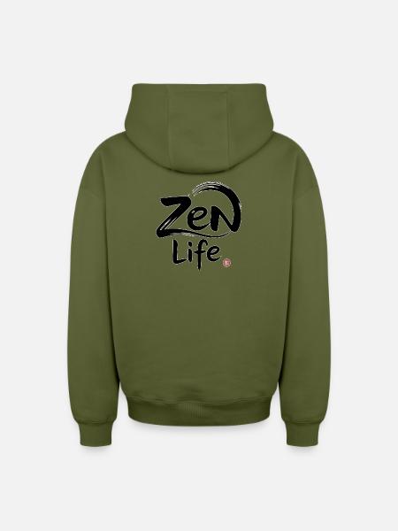 Zen-Leben: Frieden und Gleichgewicht - Oversized Heavyweight Unisex Zip Hoodie - Khaki