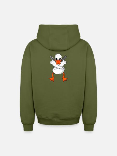 Duck with gun - Oversized Heavyweight Unisex Zip Hoodie - khaki