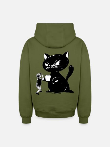 Katze - Oversized Heavyweight Unisex Zip Hoodie - Khaki