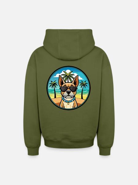 Braque Du Bourbonnais Hunderasse Cartoon Sonnenbrille - Oversized Heavyweight Unisex Zip Hoodie - Khaki