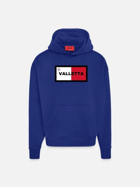 La Valette à Malte Drapeau - Sweat à capuche bio épais oversize fabriqué en UE - Iconic Blue