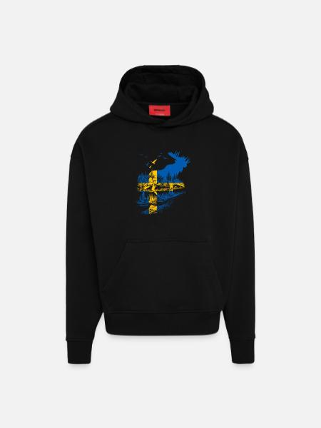 SWEDEN MOOSE - Hoodie- made by SPREAD - SOLID BLACK