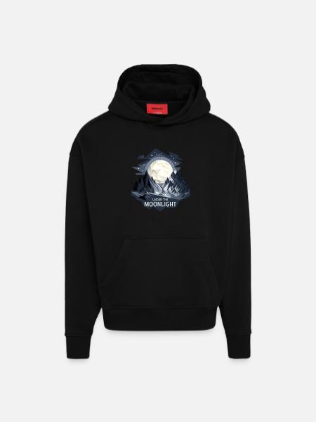 Under The Moonlight - Hoodie- made by SPREAD - SOLID BLACK