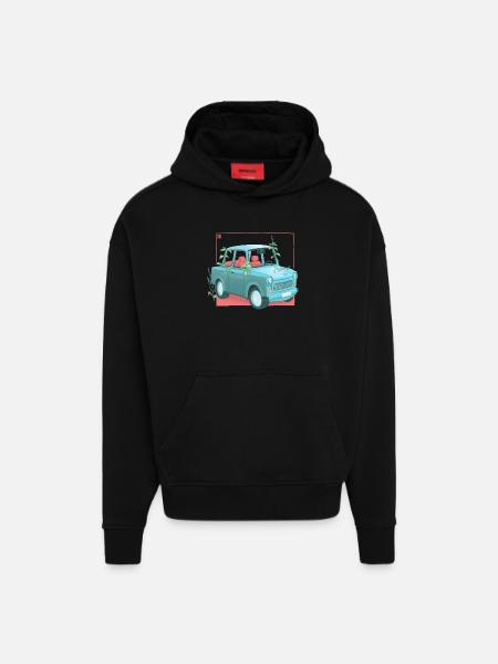 Trabi with plants - Hoodie- made by SPREAD - SOLID BLACK