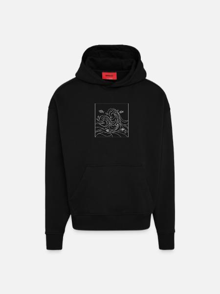 geometric ocean - Hoodie- made by SPREAD  - SOLID BLACK