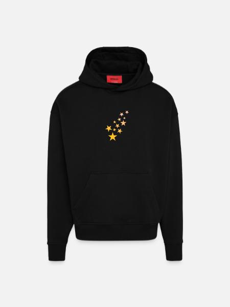 Star asterisk pattern starry sky - Hoodie- made by SPREAD - SOLID BLACK