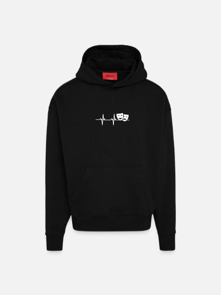 Drama Masks Theatre Heart palpitations - Hoodie- made by SPREAD - SOLID BLACK