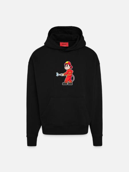 Firefighter - Hoodie- made by SPREAD - SOLID BLACK