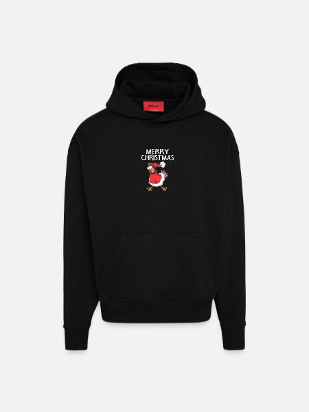 Christmas Chicken Merry Christmas - Hoodie- made by SPREAD - SOLID BLACK