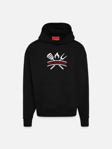 instructeur de grillades - Sweat à capuche bio épais oversize fabriqué en UE - SOLID BLACK