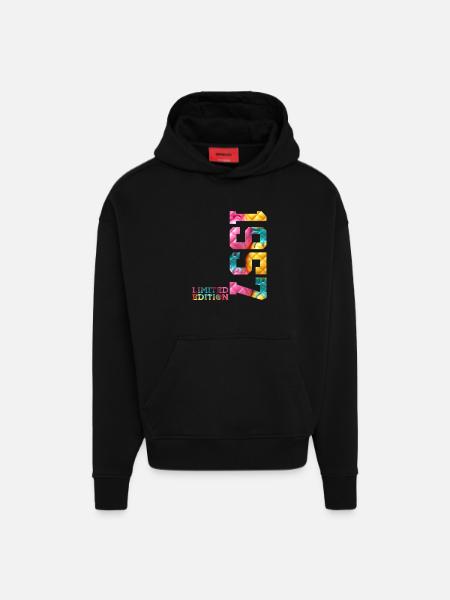 69E ANNIVERSAIRE ÉDITION LIMITÉE 1957 - Sweat à capuche bio épais oversize fabriqué en UE - SOLID BLACK