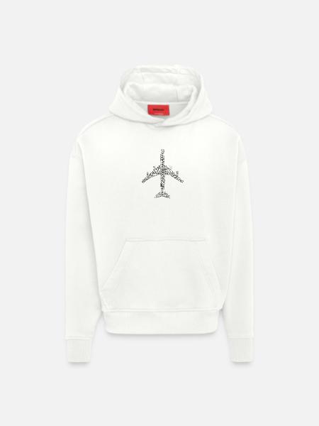 Avion B747 - Sweat à capuche bio épais oversize fabriqué en UE - OFF WHITE