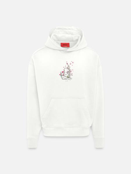 Skin-flowered - Hoodie- made by SPREAD  - OFF WHITE